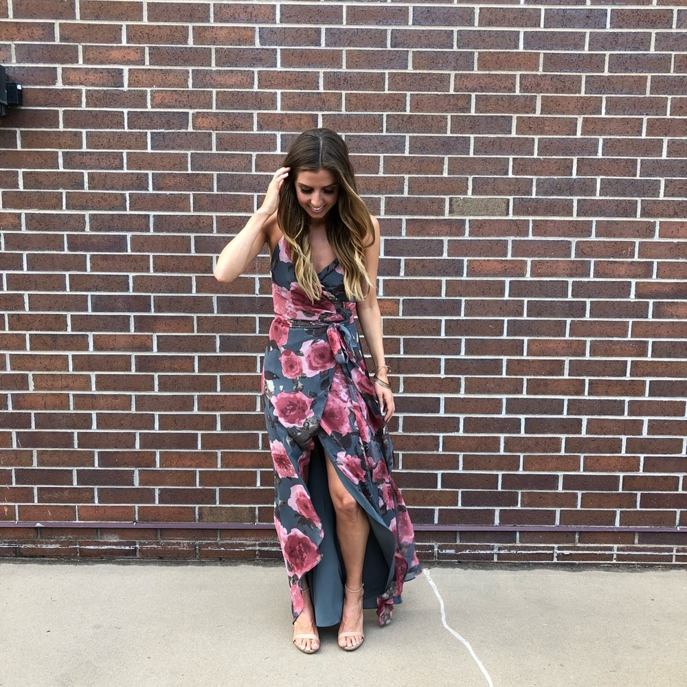 LUXXEL Floral Wrap Dress